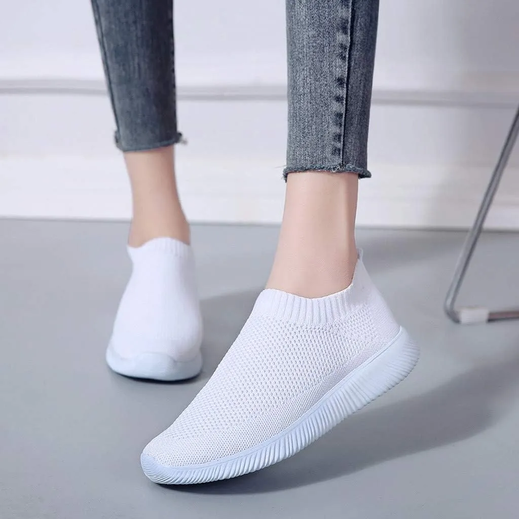 Women's Fashion Sneaker Mesh Slip On Black Non Slip Shoes for Women Comfortable Women's Walking Shoes with Arch Support Flat Loafers Safety Toe Sneakers Men