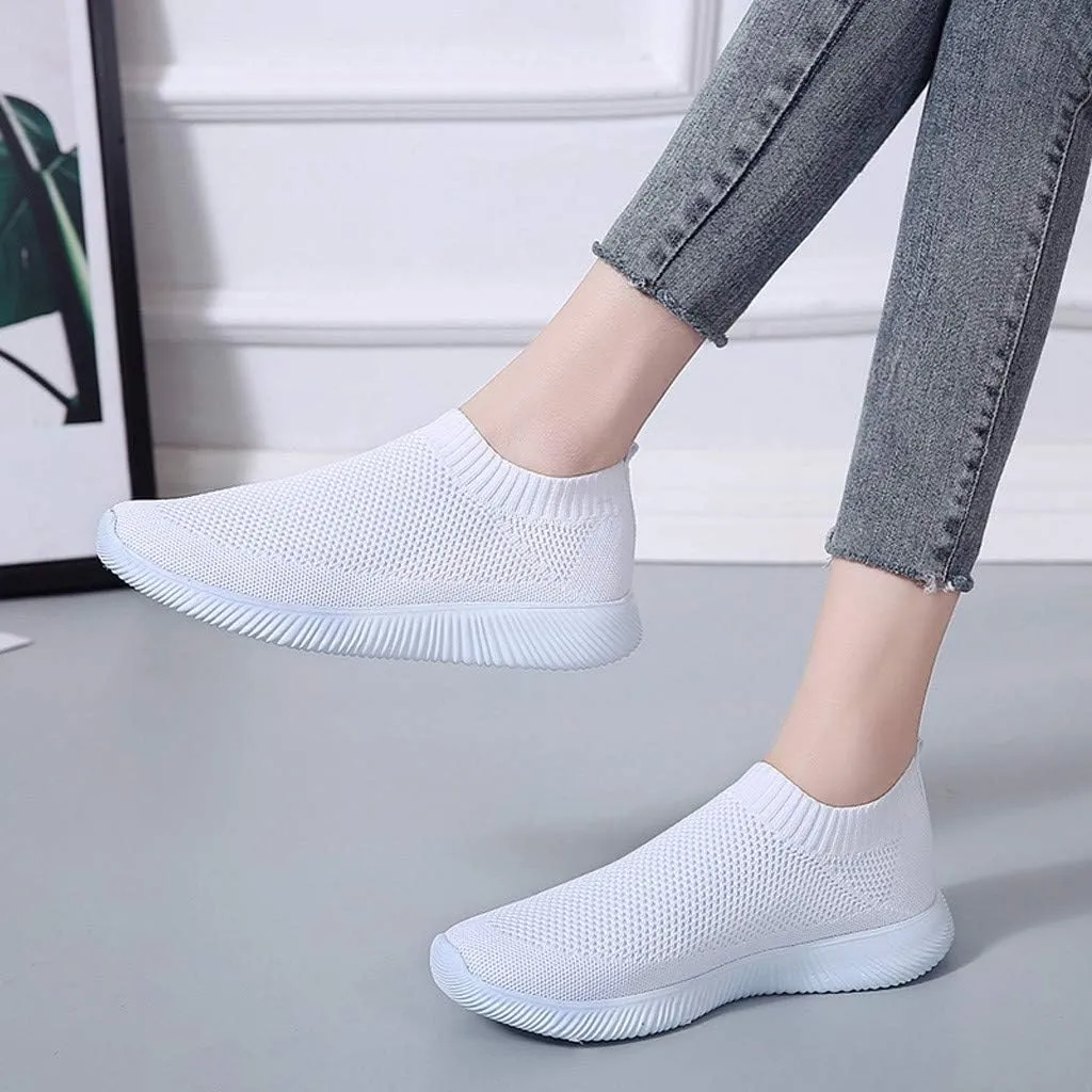 Women's Fashion Sneaker Mesh Slip On Black Non Slip Shoes for Women Comfortable Women's Walking Shoes with Arch Support Flat Loafers Safety Toe Sneakers Men