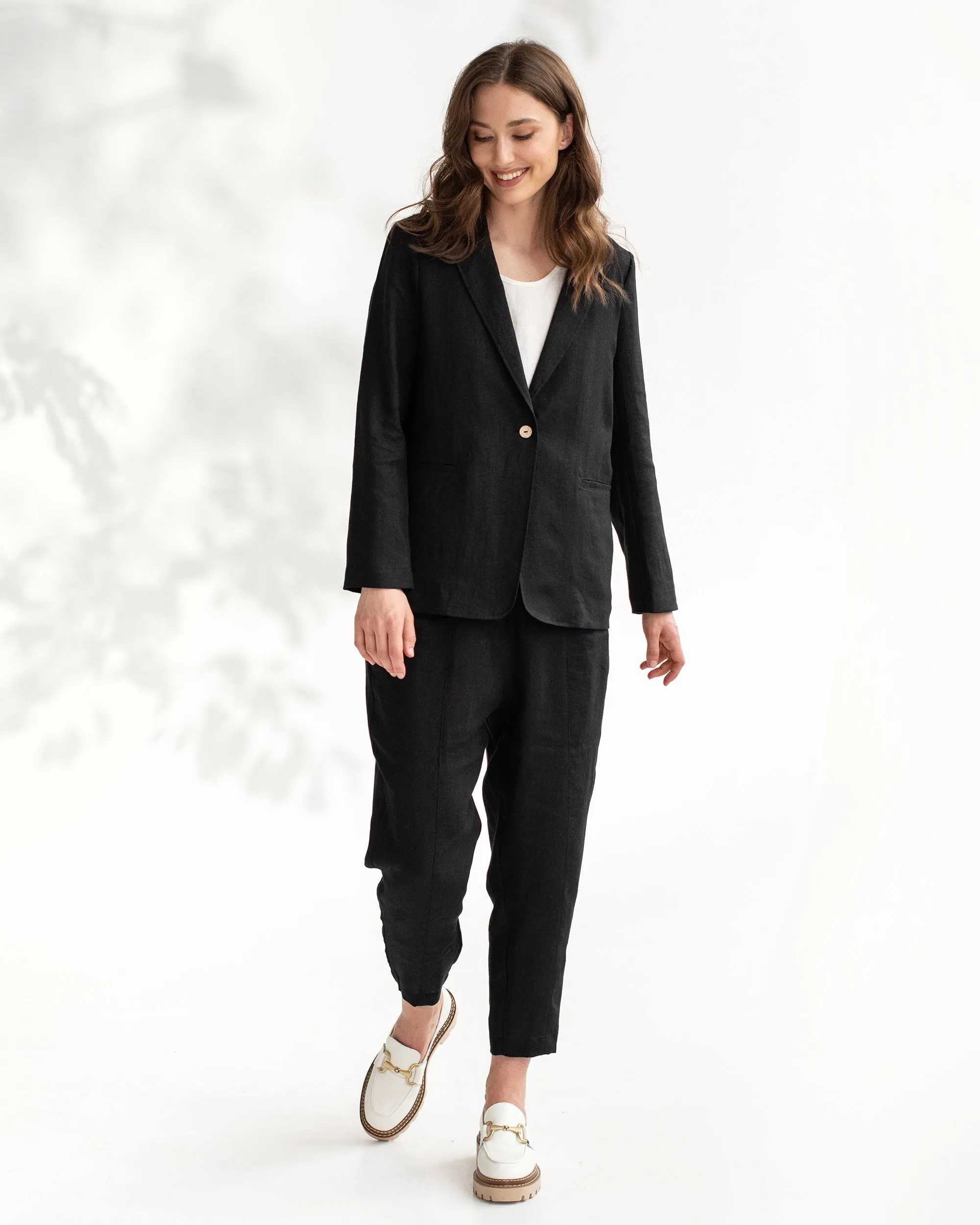 Women's linen blazer PLACID in Black
