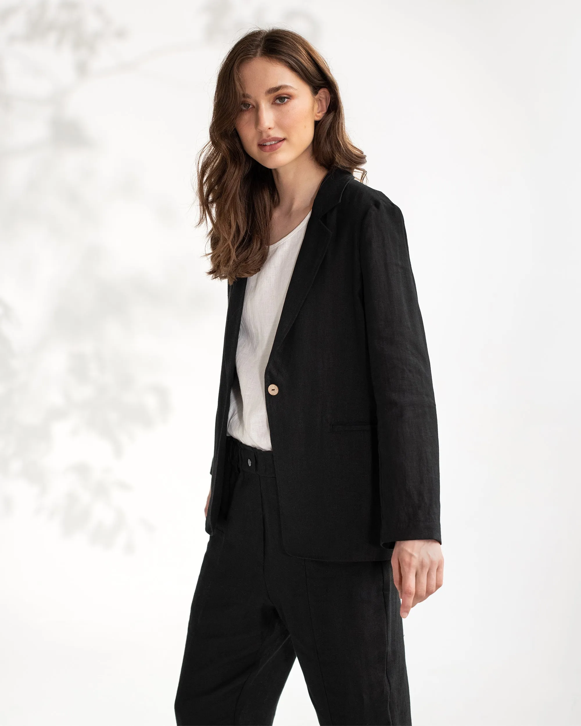 Women's linen blazer PLACID in Black